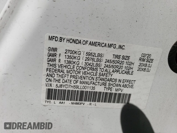 2020 Acura MDX Sport Hybrid w/Technology Pkg with VIN 5J8YD7H59LL001135, listed as a Copart auction lot 70779083 with 48,347 mi miles and Salvage Title. Bid and sale history available at carsss.com. Image 13.