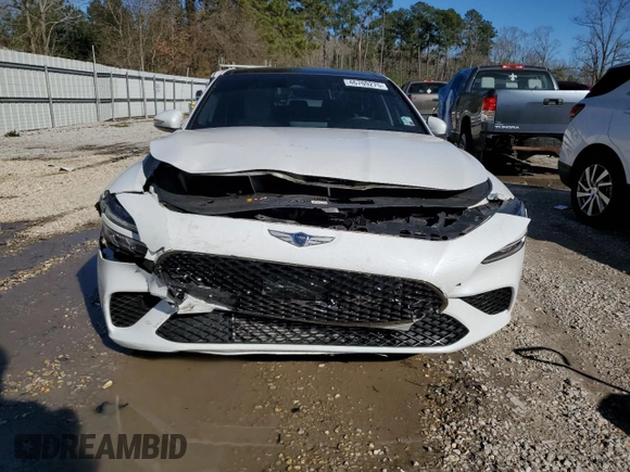 2022 Genesis G70 3.3T with VIN KMTG54TE3NU084590, listed as a Copart auction lot 46709275 with 21,664 mi miles and Salvage title. Bid and sale history available at DreamBid. Image 5.