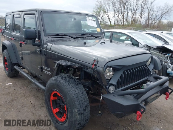 2014 Jeep Wrangler Unlimited Sport with VIN 1C4BJWDG6EL239378, listed as a IAAI auction lot 42073392 with 120,999 mi miles. Bid and sale history available at carsss.com. Image 1.