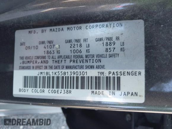 2011 Mazda 3 s Sport with VIN JM1BL1K55B1390301, listed as a IAAI auction lot 41892417 with 131,605 mi miles. Bid and sale history available at carsss.com. Image 9.