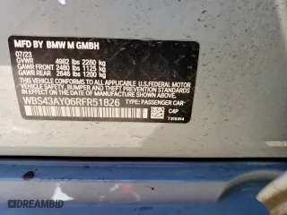 2024 BMW M3 Competition xDrive with VIN WBS43AY06RFR51826, listed as a Copart auction lot 46634895 with 0 mi miles and Salvage Title. Bid and sale history available at carsss.com. Image 12.