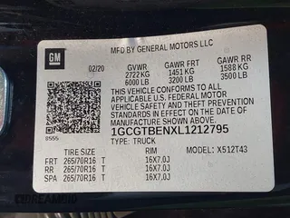 2020 Chevrolet Colorado 4WD Work Truck z VIN 1GCGTBENXL1212795, wystawiony jako IAAI lot #42249330 z przebiegiem 46 900 mil mil oraz . Historia ofert i sprzedaży dostępna na DreamBid. Obrazek 9.