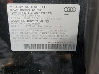 2016 Audi SQ5 Premium Plus with VIN WA1CCAFP0GA089002, listed as a Copart auction lot 43013245 with 195,529 mi miles and Salvage Title. Bid and sale history available at carsss.com. Image 12.