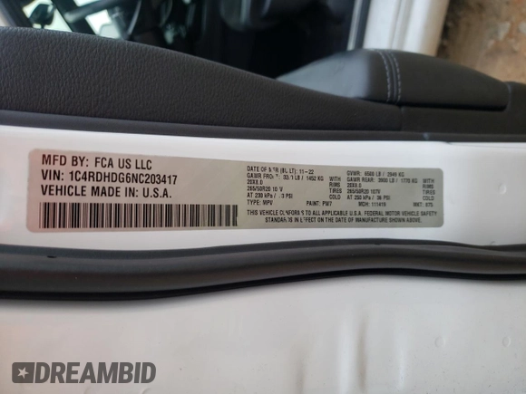 2022 Dodge Durango GT Plus with VIN 1C4RDHDG6NC203417, listed as a Copart auction lot 86397744 with 32,792 mi miles and Salvage Title. Bid and sale history available at DreamBid. Image 15.