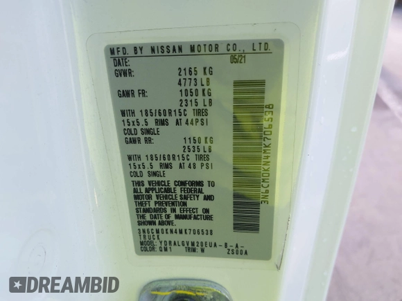 2021 Nissan NV200 SV z VIN 3N6CM0KN4MK706538, wystawiony jako IAAI lot #42219229 z przebiegiem 67 758 mil mil oraz . Historia ofert i sprzedaży dostępna na DreamBid. Obrazek 9.
