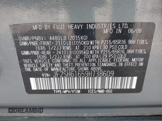2009 Subaru Forester X с VIN JF2SH61659H738609, выставлен на аукционе IAAI как лот 42434424 с пробегом 218 580 миль миль и . История ставок и продаж доступна на DreamBid. Изображение 9.