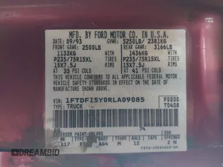 1994 Ford F-150 with VIN 1FTDF15Y0RLA09085, listed as a IAAI auction lot 42381949 with Not provided miles and . Bid and sale history available at DreamBid. Image 9.