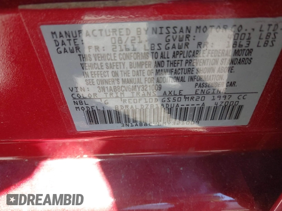 2021 Nissan Sentra SV with VIN 3N1AB8CV6MY321009, listed as a IAAI auction lot 41903131 with 18,768 mi miles and . Bid and sale history available at DreamBid. Image 9.