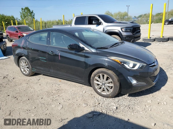 2015 Hyundai Elantra SE with VIN 5NPDH4AE3FH560618, listed as a Copart auction lot 56199255 with 43,760 mi miles and Salvage title. Bid and sale history available at DreamBid. Image 4.