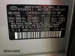 2021 Hyundai Santa Fe Hybrid Blue with VIN KM8S2DA17MU002825, listed as a Copart auction lot 86266784 with 79,221 mi miles and Clean Title. Bid and sale history available at carsss.com. Image 13.