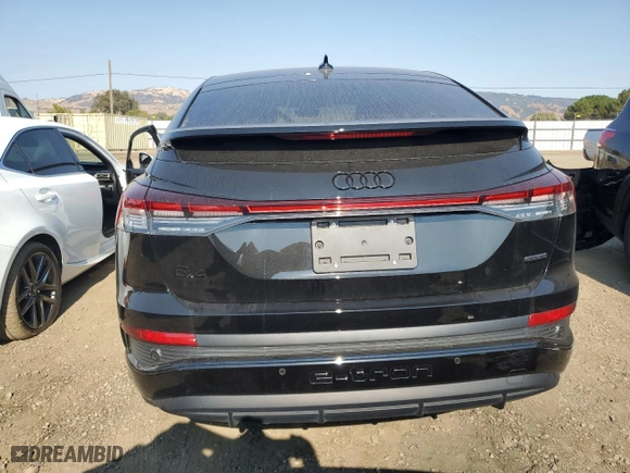 2023 Audi Q4 e-tron Sportback Premium Plus with VIN WA132BFZ4PP025505, listed as a Copart auction lot 73761234 with 15,127 mi miles and Salvage Title. Bid and sale history available at carsss.com. Image 6.
