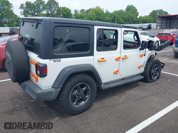 2021 Jeep Wrangler Unlimited Sport S z VIN 1C4HJXDN1MW648061, wystawiony jako IAAI lot #42426882 z przebiegiem 99 008 mil mil oraz . Historia ofert i sprzedaży dostępna na DreamBid. Obrazek 4.