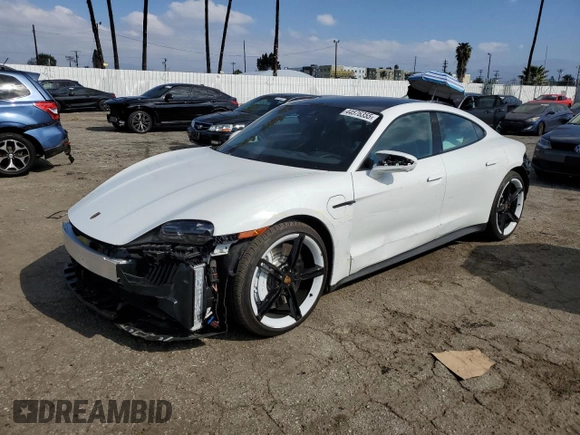 2024 Porsche Taycan with VIN WP0AA2Y1XRSA12641, listed as a Copart auction lot 44576355 with 4,449 mi miles and Salvage Title. Bid and sale history available at DreamBid. Image 1.