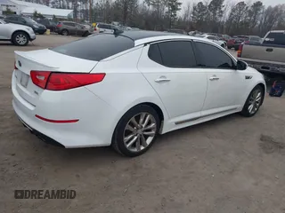 2015 Kia Optima SX Turbo with VIN 5XXGR4A63FG468701, listed as a IAAI auction lot 41789169 with 112,732 mi miles. Bid and sale history available at carsss.com. Image 4.