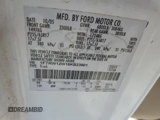 2006 Ford F-150 XLT с VIN 1FTRW12W16KB23901, выставлен на аукционе Copart как лот 61093795 с пробегом 164 084 миль миль и Списание • Salvage title. История ставок и продаж доступна на DreamBid. Изображение 12.