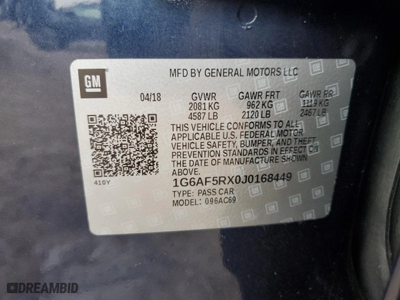 2018 Cadillac ATS Sedan Luxury AWD with VIN 1G6AF5RX0J0168449, listed as a Copart auction lot 78202464 with NaN miles and Salvage Title. Bid and sale history available at carsss.com. Image 12.
