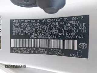 2013 Toyota Prius Two with VIN JTDZN3EU7D3278419, listed as a IAAI auction lot 41899617 with 191,236 mi miles and . Bid and sale history available at DreamBid. Image 9.