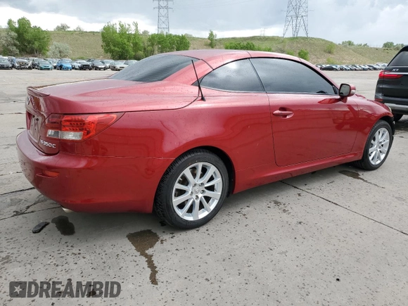 2011 Lexus IS 350 C with VIN JTHFE2C25B2505784, listed as a Copart auction lot 57262215 with 100,669 mi miles and Salvage title. Bid and sale history available at DreamBid. Image 3.