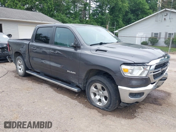 2021 Ram 1500 Big Horn with VIN 1C6SRFFT6MN646291, listed as a IAAI auction lot 42429243 with 74,364 mi miles and . Bid and sale history available at DreamBid. Image 1.