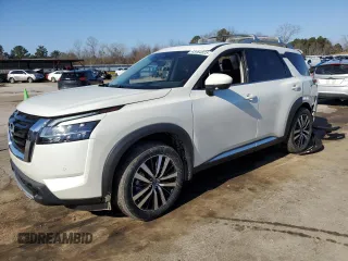 2024 Nissan Pathfinder Platinum with VIN 5N1DR3DG9RC307349, listed as a Copart auction lot 43464825 with 1,077 mi miles and Salvage title. Bid and sale history available at DreamBid. Image 1.