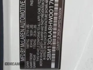 2017 McLaren 570S z VIN SBM13DAA8HW001701, wystawiony jako Copart lot #74225204 z przebiegiem Nie podano mil oraz Nie do naprawy. Historia ofert i sprzedaży dostępna na DreamBid. Obrazek 13.