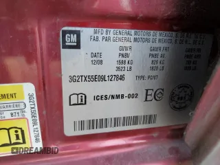 2009 Pontiac G3 SE z VIN 3G2TX55E09L127846, wystawiony jako Copart lot #71554364 z przebiegiem 165 378 mil mil oraz Tytuł czysty. Historia ofert i sprzedaży dostępna na DreamBid. Obrazek 12.