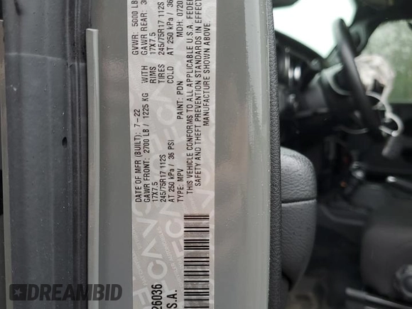 2022 Jeep Wrangler Sport с VIN 1C4GJXAN5NW226036, выставлен на аукционе Copart как лот 58492245 с пробегом 40 958 миль миль и Списание • Salvage title. История ставок и продаж доступна на DreamBid. Изображение 12.