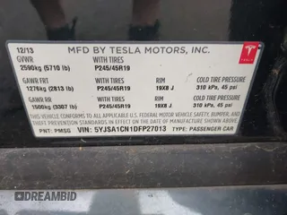 2013 Tesla Model S с VIN 5YJSA1CN1DFP27013, выставлен на аукционе IAAI как лот 42014212 с пробегом 65 858 миль миль и . История ставок и продаж доступна на DreamBid. Изображение 9.