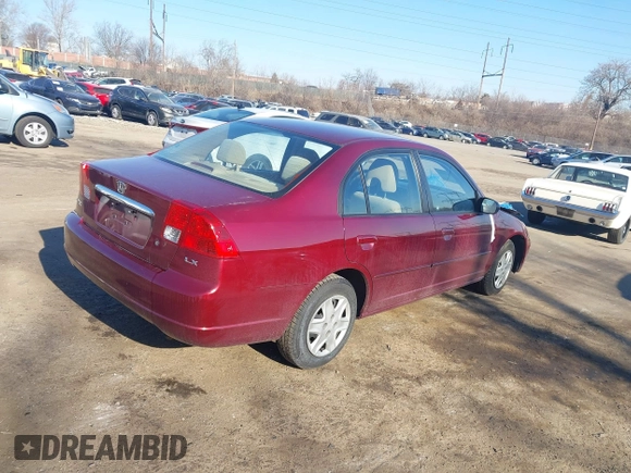 2003 Honda Civic LX with VIN 2HGES16503H573295, listed as a IAAI auction lot 41653528 with 55,866 mi miles and . Bid and sale history available at DreamBid. Image 4.