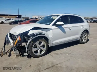 2021 Audi Q5 Premium Plus with VIN WA1BAAFYXM2067329, listed as a Copart auction lot 48824445 with 21,210 mi miles and Salvage Title. Bid and sale history available at carsss.com. Image 1.