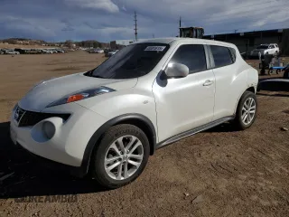 2014 Nissan Juke S with VIN JN8AF5MV5ET481301, listed as a Copart auction lot 45581615 with 109,936 mi miles and Salvage title. Bid and sale history available at DreamBid. Image 1.