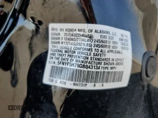 2016 Honda Pilot EX-L with VIN 5FNYF5H79GB043134, listed as a Copart auction lot 75058574 with Not Provided miles and Salvage Title. Bid and sale history available at DreamBid. Image 14.