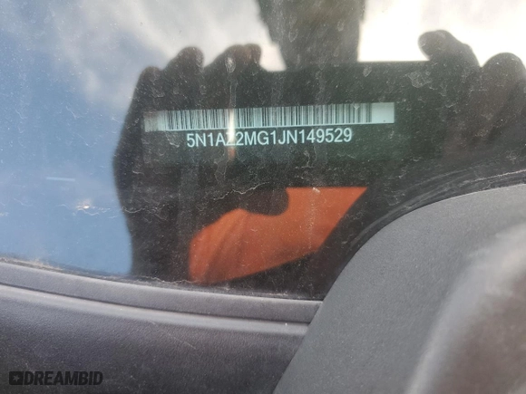 2018 Nissan Murano SV with VIN 5N1AZ2MG1JN149529, listed as a Copart auction lot 49422785 with 0 mi miles and Salvage Title. Bid and sale history available at carsss.com. Image 15.
