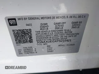 2023 Chevrolet Equinox LT with VIN 3GNAXUEGXPS210421, listed as a IAAI auction lot 41789846 with 36,841 mi miles and . Bid and sale history available at DreamBid. Image 9.