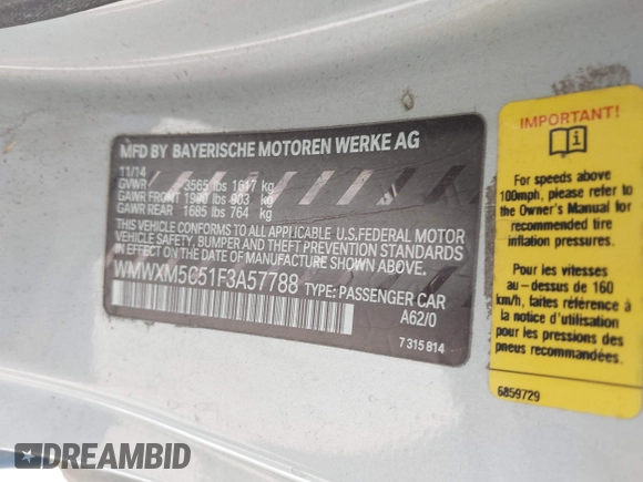2015 MINI Hardtop с VIN WMWXM5C51F3A57788, выставлен на аукционе IAAI как лот 42103399 с пробегом 150 000 миль миль и . История ставок и продаж доступна на DreamBid. Изображение 9.