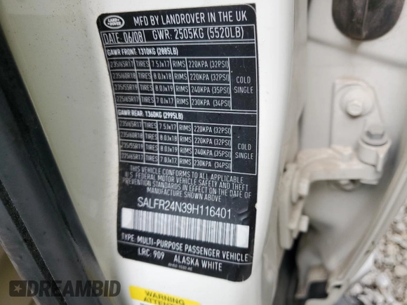 2009 Land Rover LR2 HSE with VIN SALFR24N39H116401, listed as a Copart auction lot 72959974 with 155,088 mi miles and Salvage title. Bid and sale history available at DreamBid. Image 12.