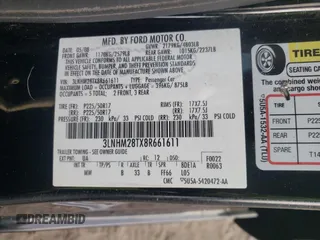 2008 Lincoln MKZ with VIN 3LNHM28TX8R661611, listed as a Copart auction lot 86812074 with 106,198 mi miles and Clean Title. Bid and sale history available at DreamBid. Image 12.