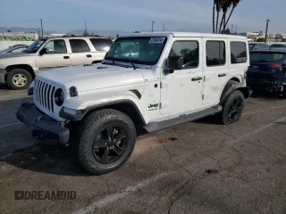 2022 Jeep Wrangler Unlimited Sahara with VIN 1C4HJXEG4NW156657, listed as a Copart auction lot 87054814 with 24,633 mi miles and Salvage Title. Bid and sale history available at DreamBid. Image 1.