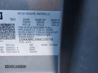 2021 GMC Acadia SLE with VIN 1GKKNRLS9MZ100776, listed as a IAAI auction lot 41384075 with 47,304 mi miles. Bid and sale history available at carsss.com. Image 9.