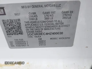 2017 Chevrolet Silverado 1500 LT with VIN 1GCVKREC4HZ400030, listed as a IAAI auction lot 41364385 with 112,110 mi miles and . Bid and sale history available at DreamBid. Image 9.
