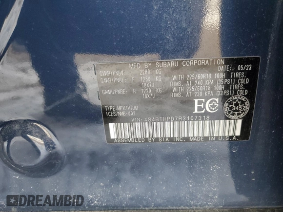 2024 Subaru Outback with VIN 4S4BTHPD7R3107318, listed as a Copart auction lot 45216905 with 17,373 mi miles and Clean title. Bid and sale history available at DreamBid. Image 13.