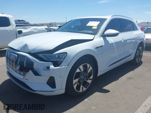 2021 Audi e-tron Premium Plus with VIN WA1LAAGE6MB002079, listed as a IAAI auction lot 42116578 with 48,357 mi miles. Bid and sale history available at carsss.com. Image 2.