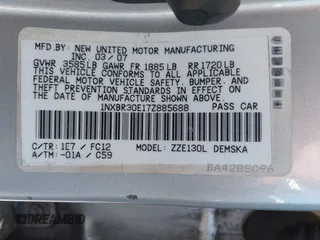 2007 Toyota Corolla CE with VIN 1NXBR30E17Z885688, listed as a IAAI auction lot 42089074 with 203,755 mi miles. Bid and sale history available at carsss.com. Image 9.