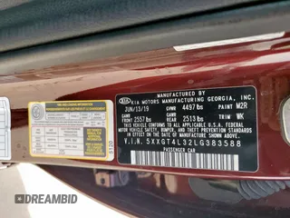2020 Kia Optima LX z VIN 5XXGT4L32LG383588, wystawiony jako Copart lot #49146715 z przebiegiem 94 172 mil mil oraz Szkoda całkowita • Salvage title. Historia ofert i sprzedaży dostępna na DreamBid. Obrazek 13.
