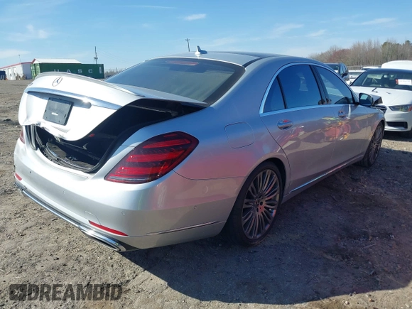 2018 Mercedes-Benz S 560 with VIN WDDUG8DB6JA421486, listed as a IAAI auction lot 41784582 with 21,379 mi miles and . Bid and sale history available at carsss.com. Image 4.