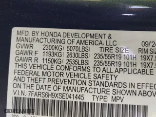 2025 Honda CR-V Hybrid Sport Touring with VIN 7FARS6H9XSE041445, listed as a IAAI auction lot 41579371 with 3,857 mi miles. Bid and sale history available at carsss.com. Image 9.