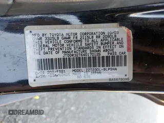2004 Toyota Celica GT with VIN JTDDR32T640170126, listed as a Copart auction lot 74269994 with 192,491 mi miles and Salvage Title. Bid and sale history available at carsss.com. Image 14.