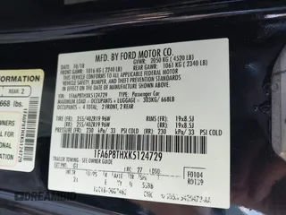 2019 Ford Mustang EcoBoost with VIN 1FA6P8THXK5124729, listed as a IAAI auction lot 42384176 with 134,028 mi miles and . Bid and sale history available at DreamBid. Image 9.