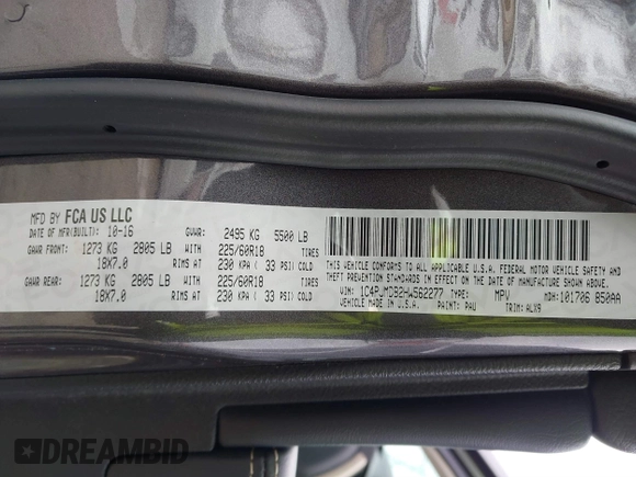 2017 Jeep Cherokee Limited with VIN 1C4PJMDB2HW562277, listed as a IAAI auction lot 41800310 with Not Provided miles and . Bid and sale history available at DreamBid. Image 9.