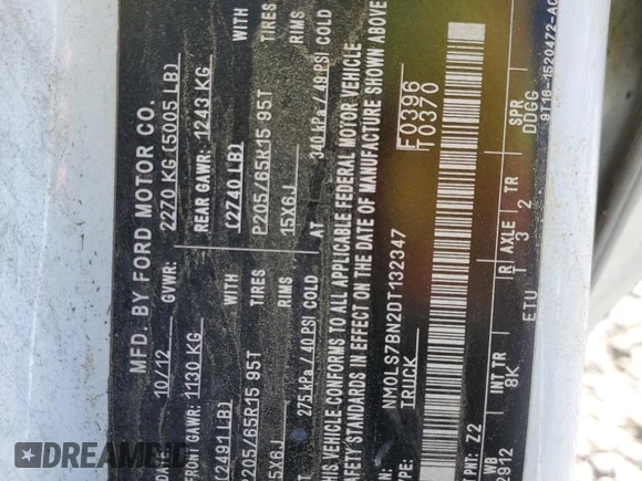 2013 Ford Transit Connect XLT z VIN NM0LS7BN2DT132347, wystawiony jako Copart lot #52025725 z przebiegiem 121 030 mil mil oraz Szkoda całkowita • Salvage title. Historia ofert i sprzedaży dostępna na DreamBid. Obrazek 13.